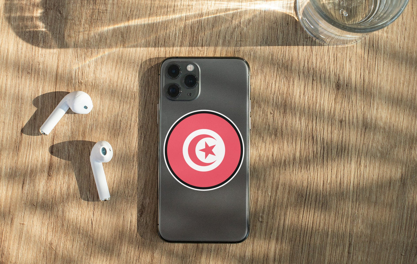 Tunisia Flag Circle Sticker Decal
