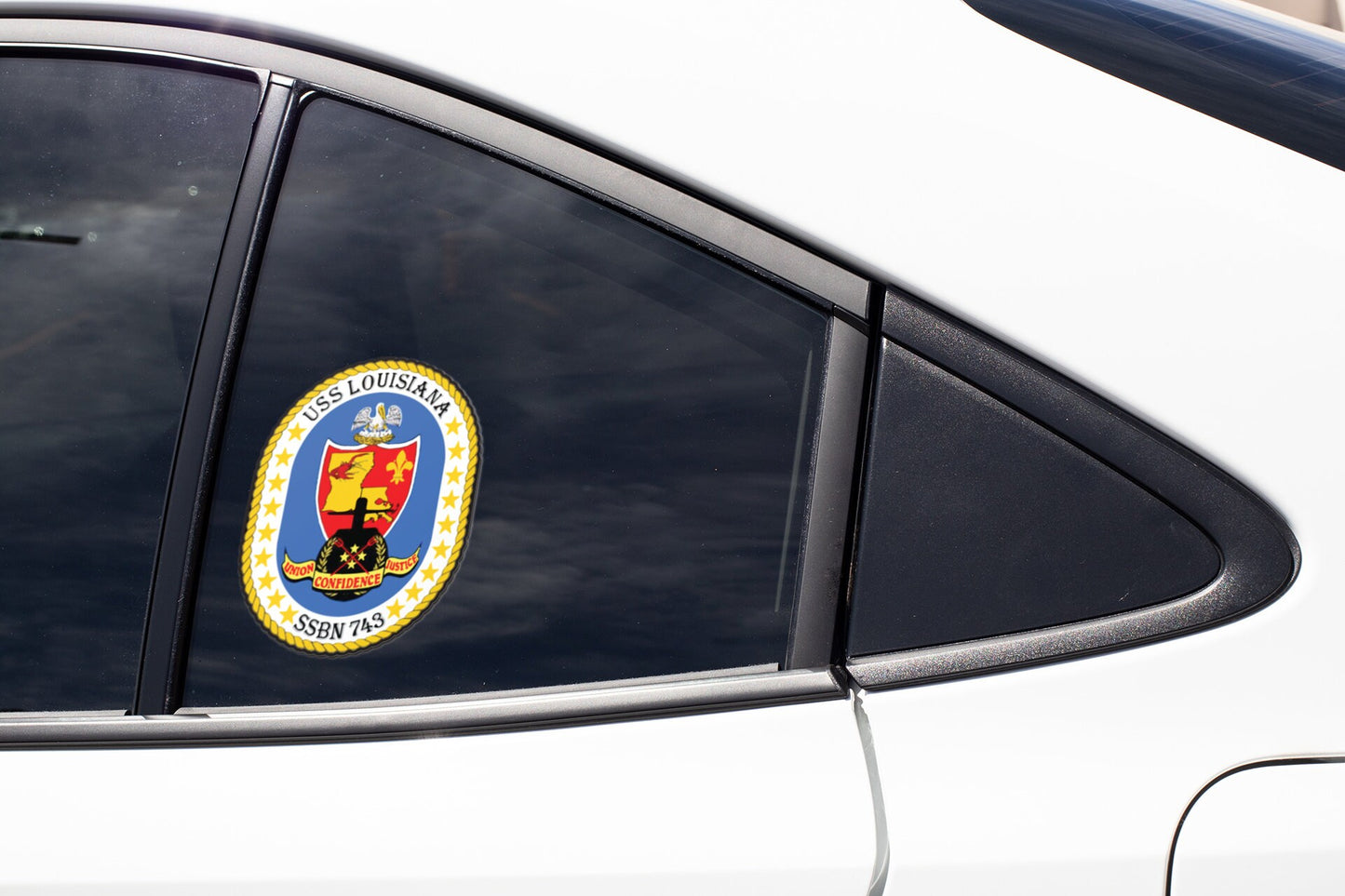 USS Louisiana SSBN-743 Badge Sticker Decal Ohio Class Ballistic Missile Submarine Car Sticker Bumper Sticker for Car Emblem