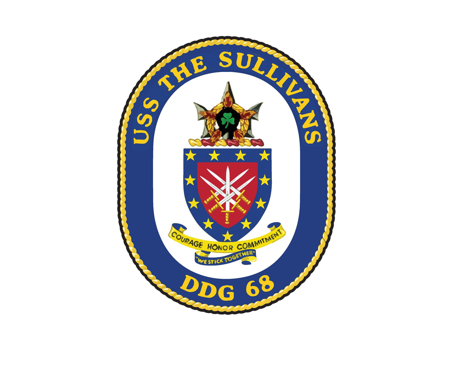 USS The Sullivans DDG-68 Badge Sticker Decal Arleigh Burke Class Destroyer Car Sticker Bumper Sticker for Car Emblem