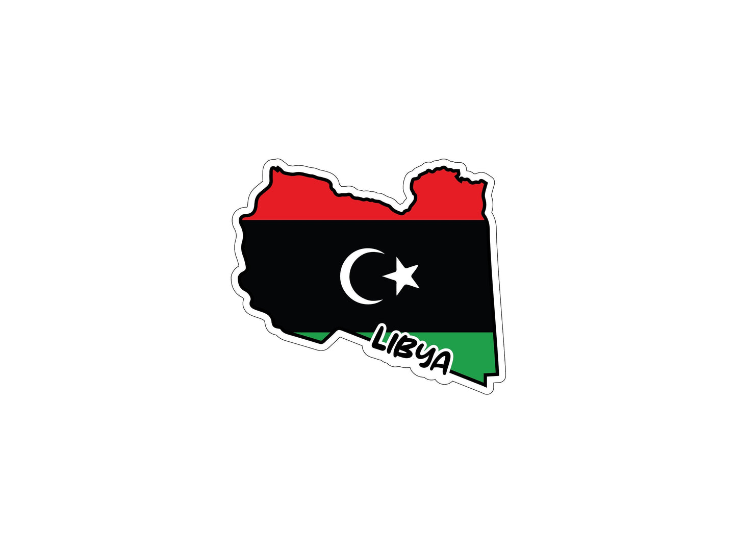 Libya Map Flag Sticker Decal