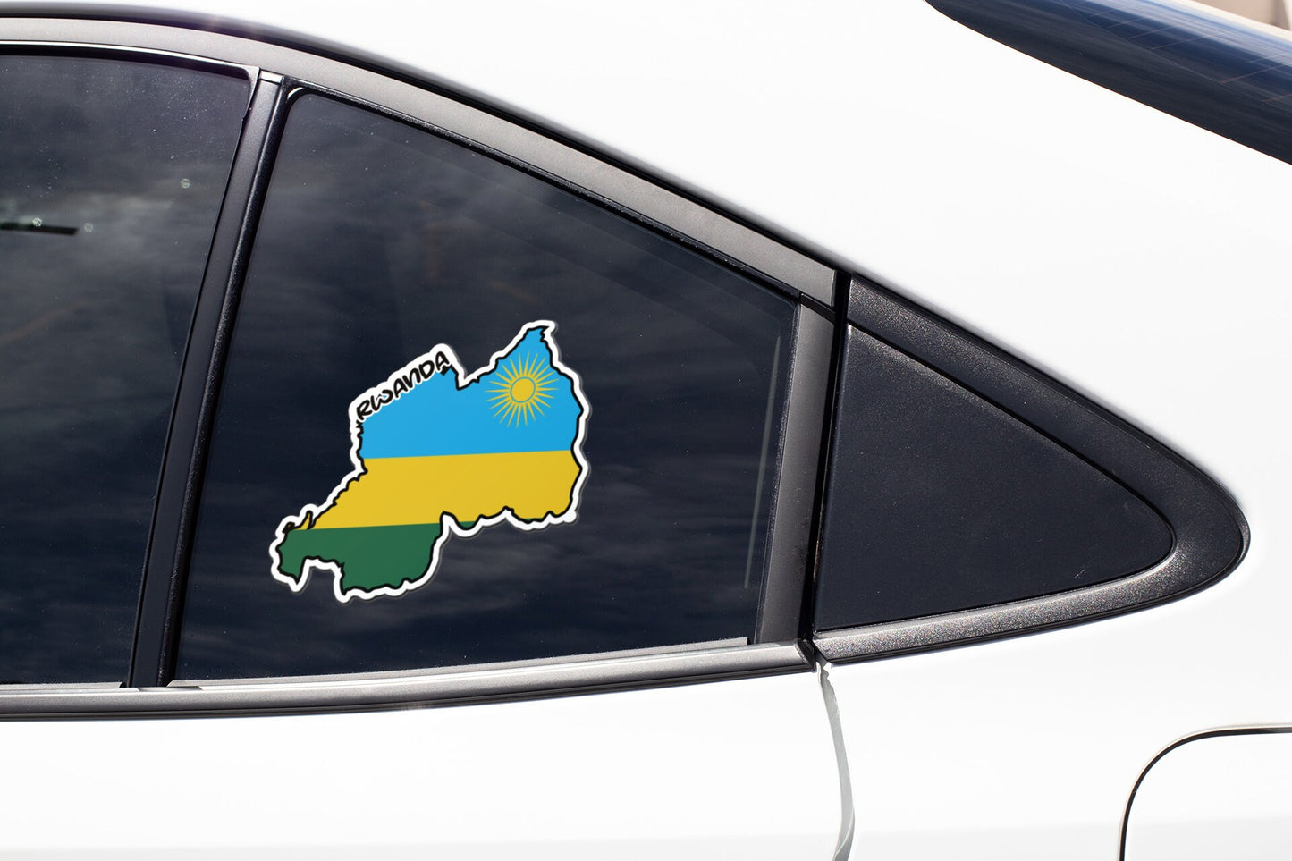 Rwanda Map Flag Sticker Decal