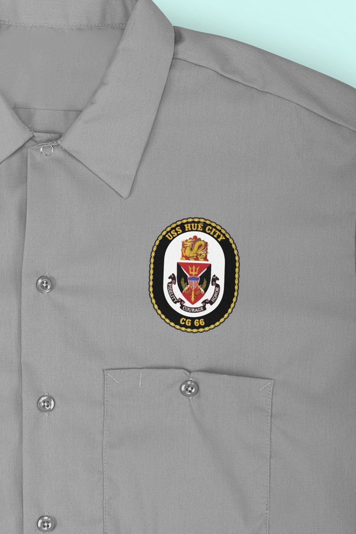 USS Hue City CG-66 Badge Iron On Heat Transfer Vinyl HTV Ticonderoga Class Cruiser