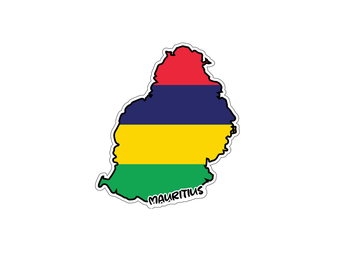 Mauritius Map Flag Sticker Decal