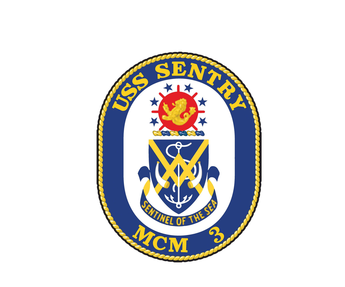 USS Sentry MCM-3 Badge Sticker Decal Avenger Class Mine Countermeasures Ship Car Sticker Bumper Sticker for Car Emblem