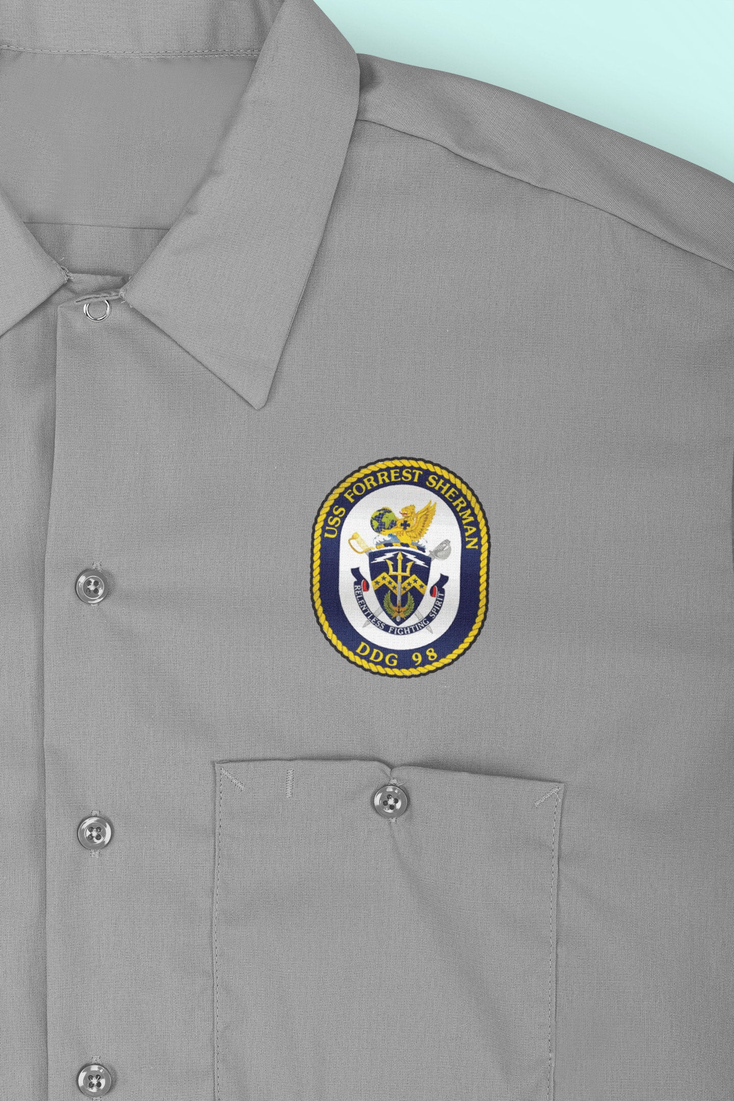 USS Forrest Sherman DDG-98 Badge Iron On Heat Transfer Vinyl HTV Arleigh Burke Class Destroyer