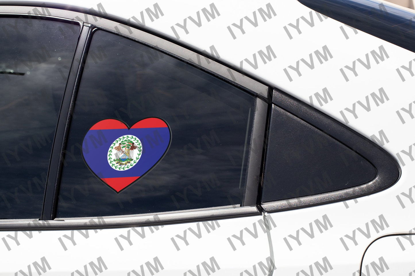 Belize Flag Heart Sticker Decal / Belmopan / Sub umbra floreo / Belizean