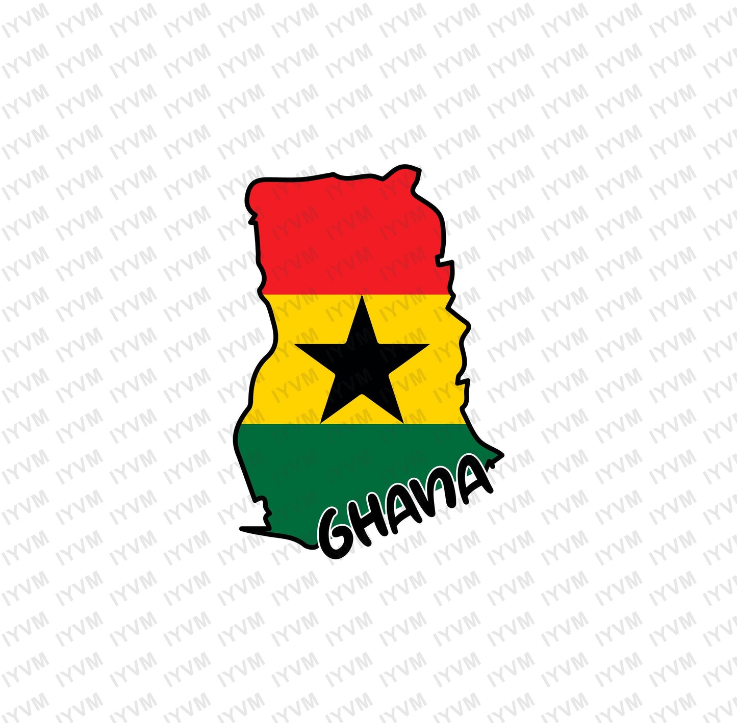 Ghana Map Iron On Heat Transfer Vinyl HTV / Republic of Ghana / Freedom and Justice / Accra / Ghanaian