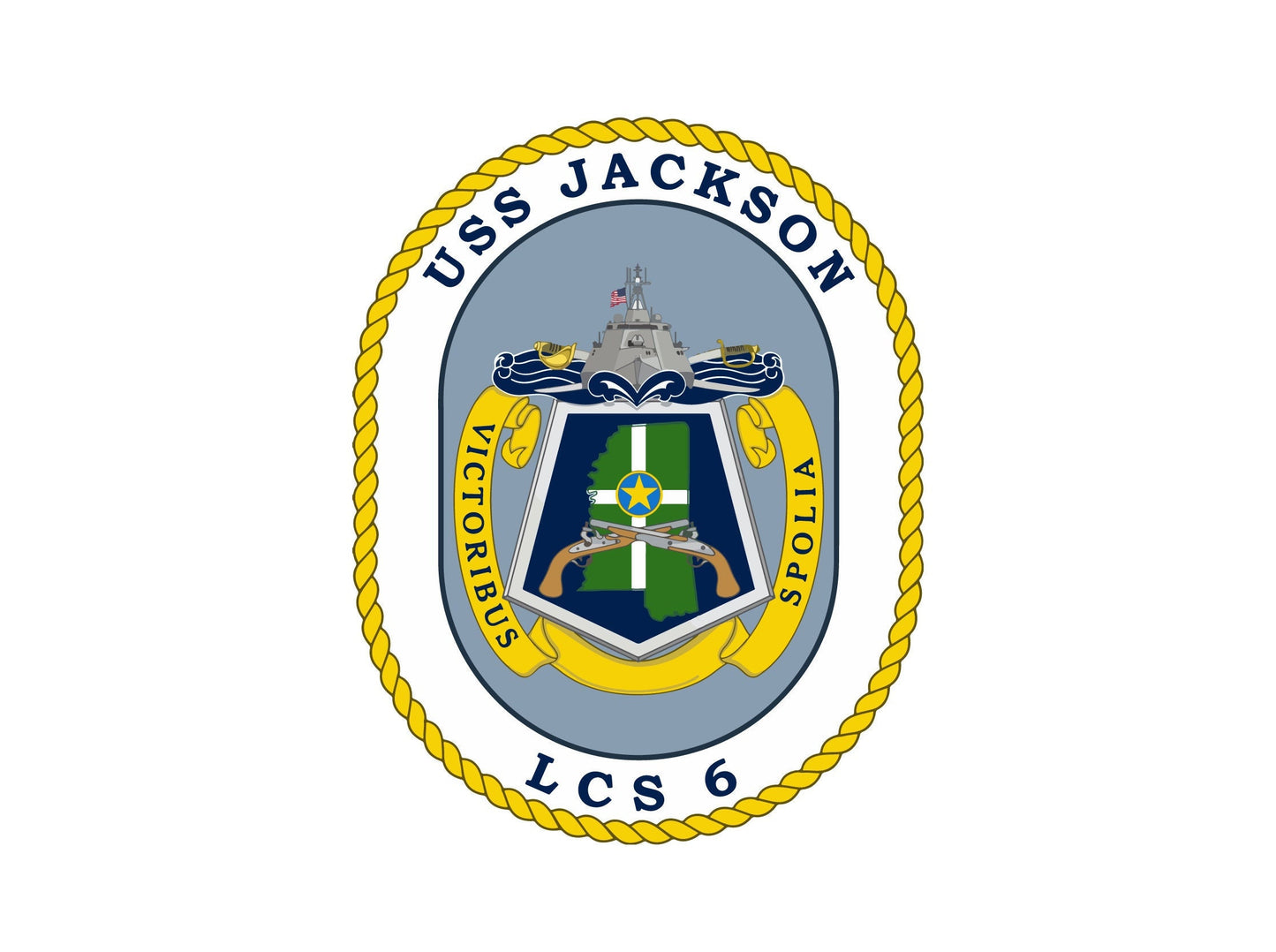 USS Jackson LCS-6 Badge Sticker Decal Independence Class Littoral combat ship Car Sticker Bumper Sticker for Car Emblem