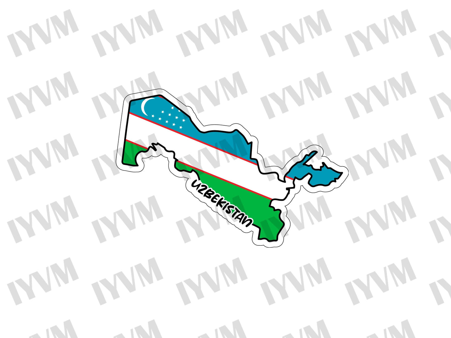 Uzbekistan Map Flag Sticker Decal / Republic of Uzbekistan / Tashkent / Uzbek / Uzbekistani