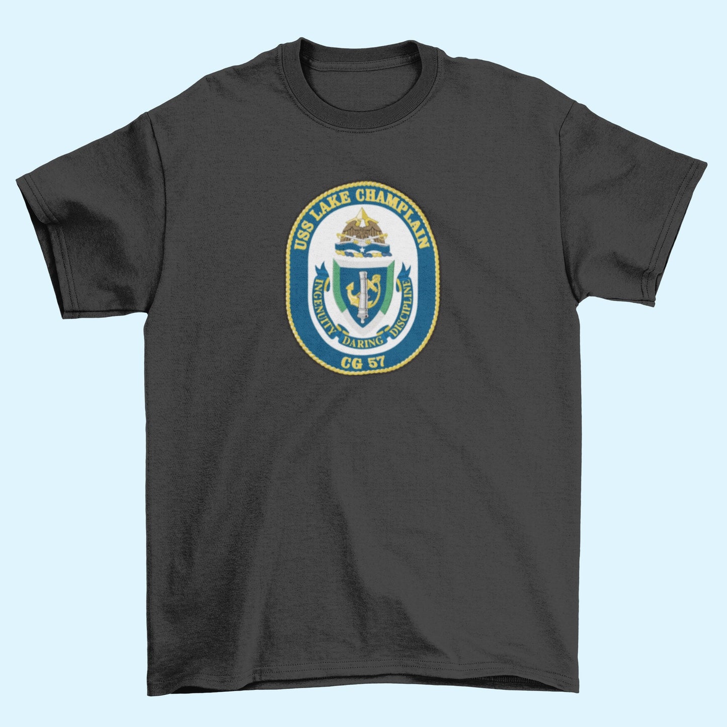 USS Lake Champlain CG-57 Badge Iron On Heat Transfer Vinyl HTV Ticonderoga Class Cruiser