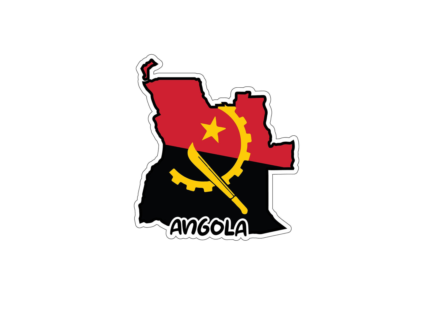 Angola Map Flag Sticker Decal