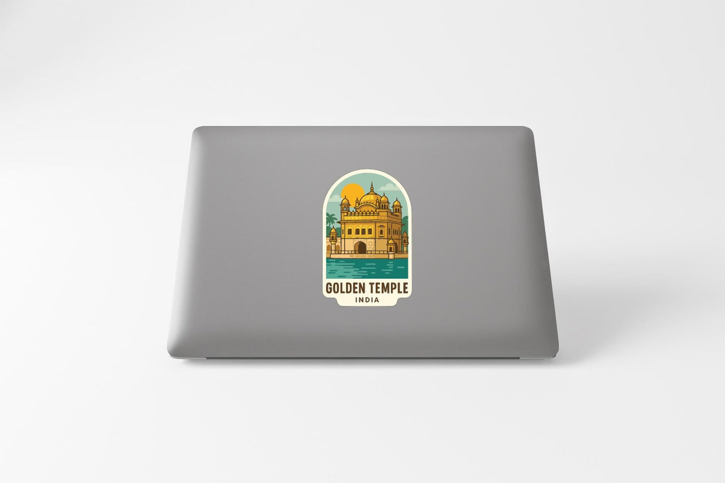 a sticker or decal of the Golden Temple in India, which is a famous Hindu temple located in Amritsar, India.