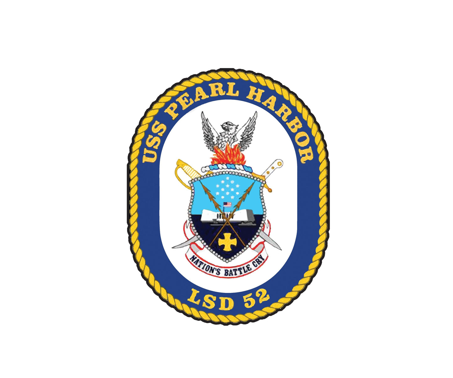 USS Pearl Harbor LSD-52 Badge Sticker Decal Whidbey Island Class Dock Landing Ship Car Sticker Bumper Sticker for Car Emblem