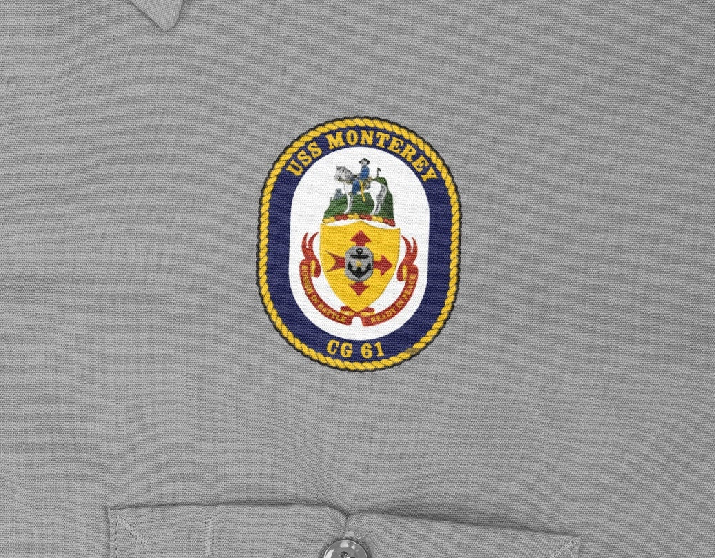 USS Monterey CG-61 Badge Iron On Heat Transfer Vinyl HTV Ticonderoga Class Cruiser