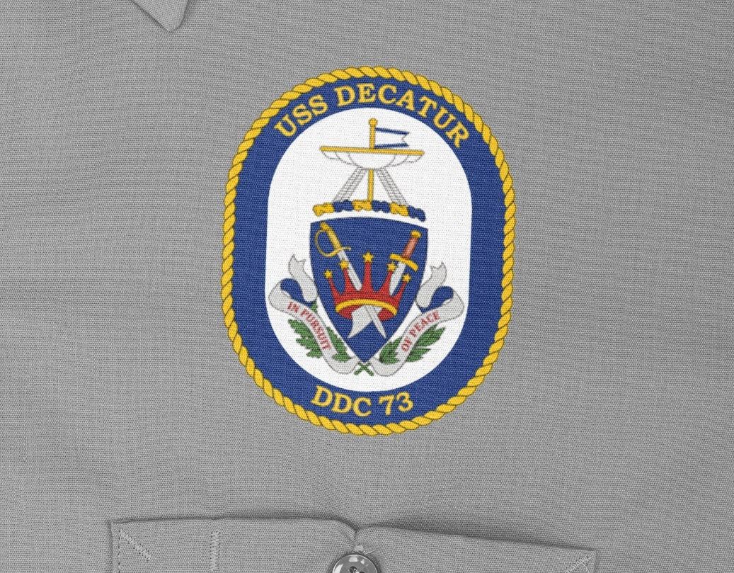 USS Decatur DDG-73 Badge Iron On Heat Transfer Vinyl HTV Arleigh Burke Class Destroyer
