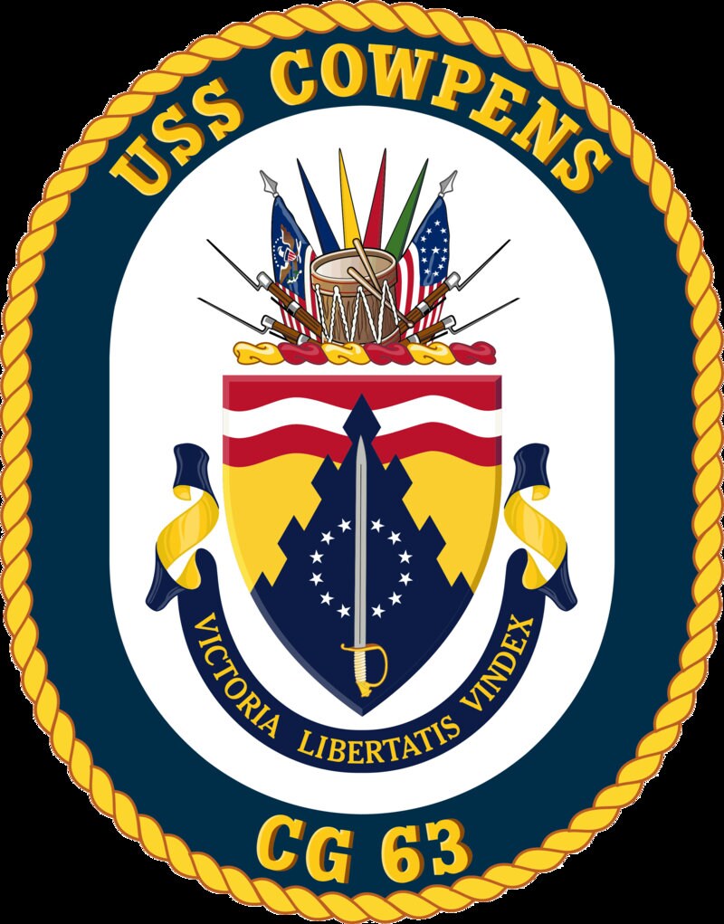 USS Cowpens CG-63 Badge Iron On Heat Transfer Vinyl HTV Ticonderoga Class Cruiser