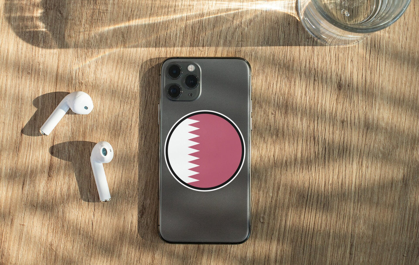 Qatar Flag Circle Sticker Decal