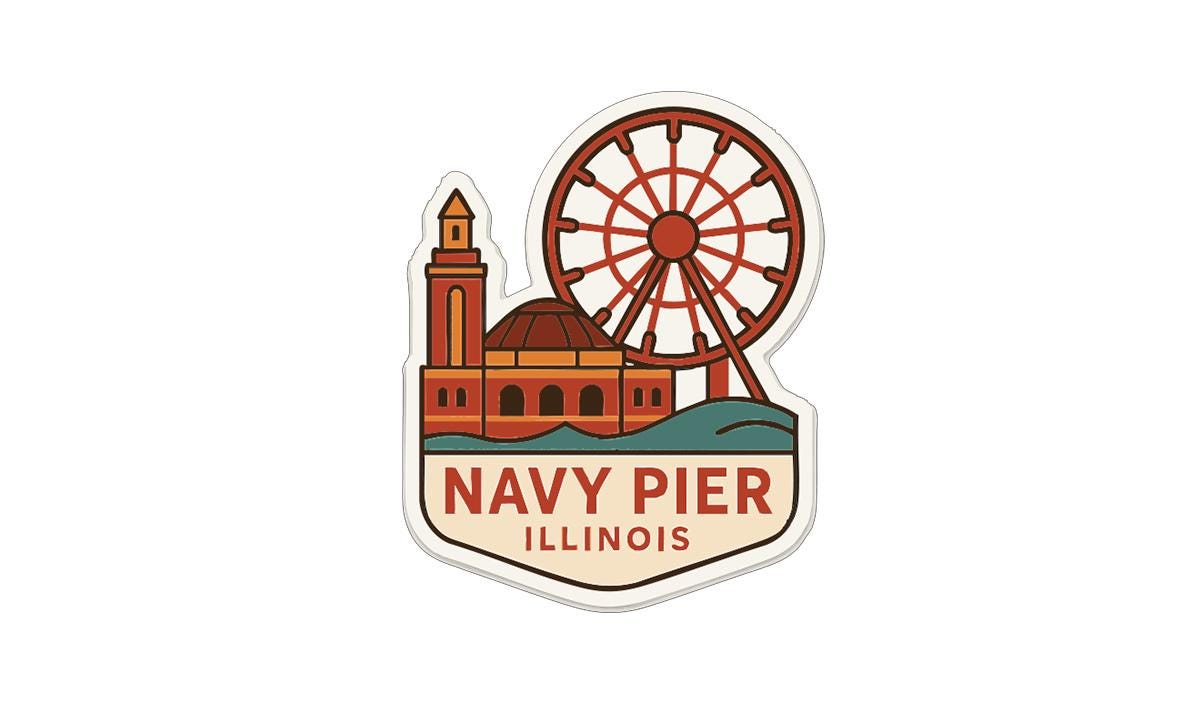 Navy Pier Illinois Iron On Heat Transfer Vinyl HTV Die-Cut Symbolic Landmark