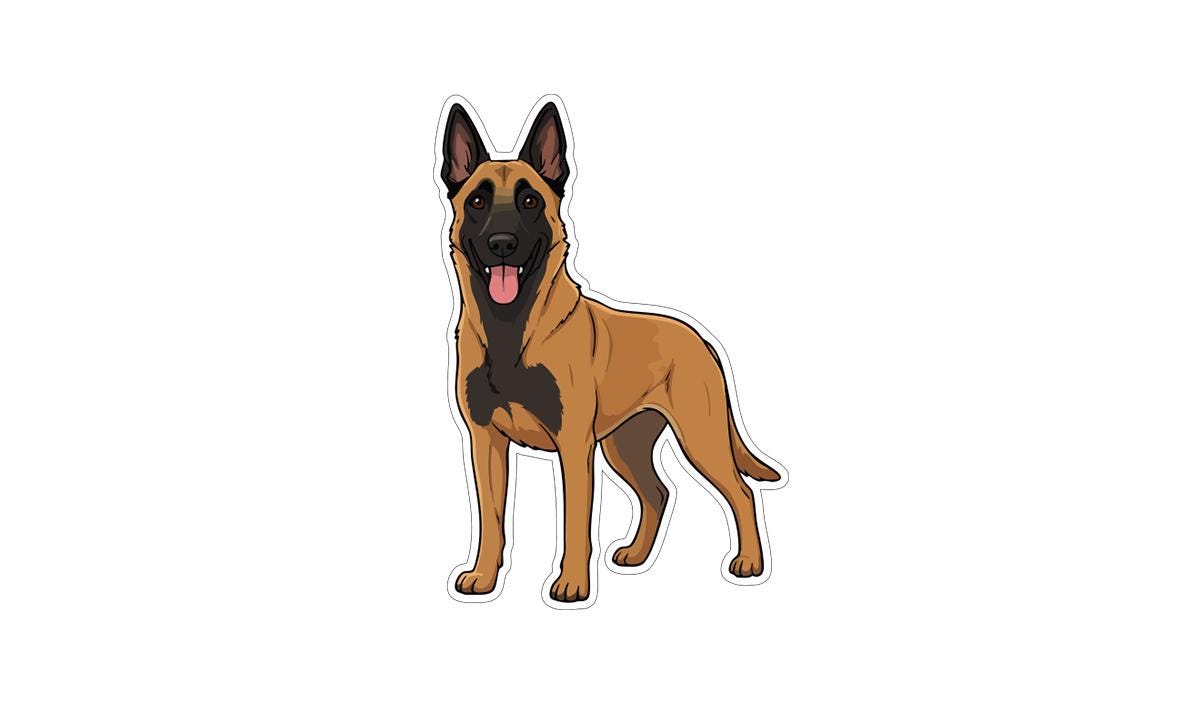 A cartoon illustration of a brown dog with a black nose and ears, standing on all fours and looking directly at the camera.