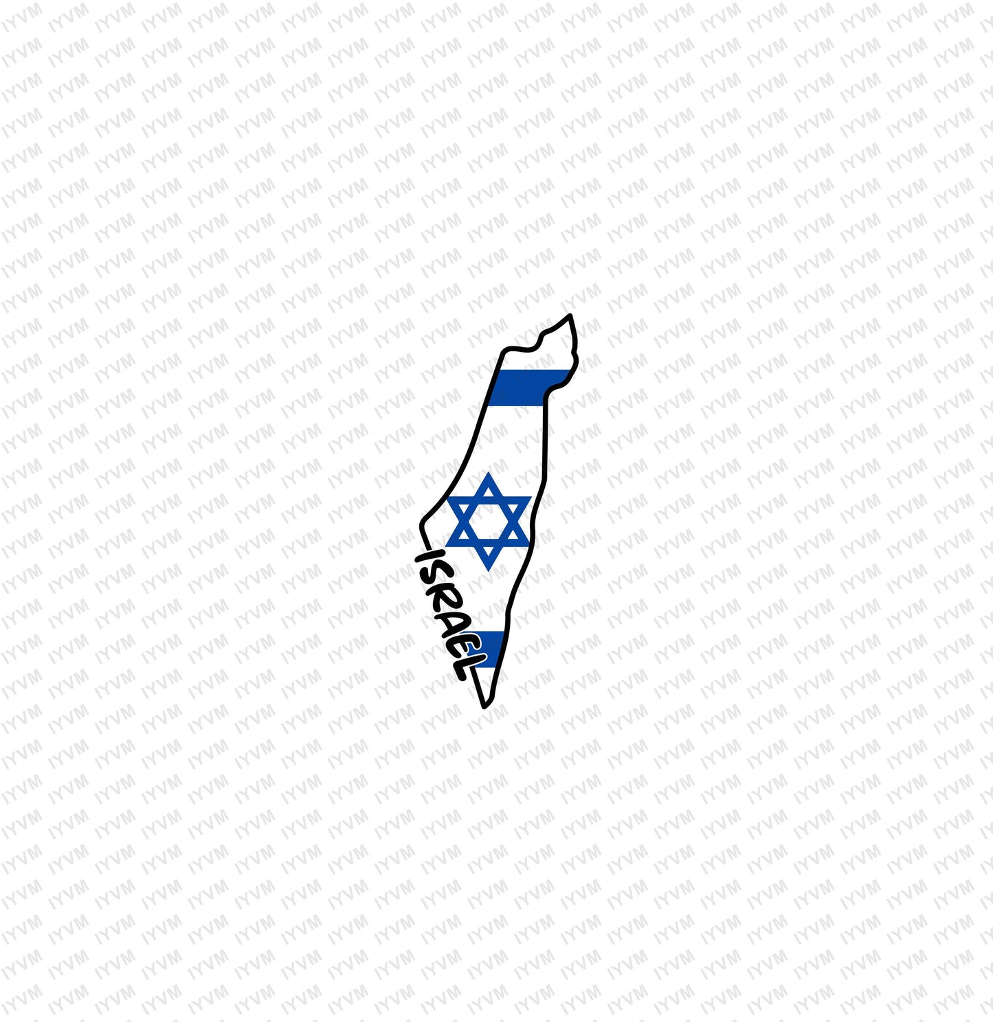 Israel Map Iron On Heat Transfer Vinyl HTV / State of Israel / Jerusalem / Hebrew /