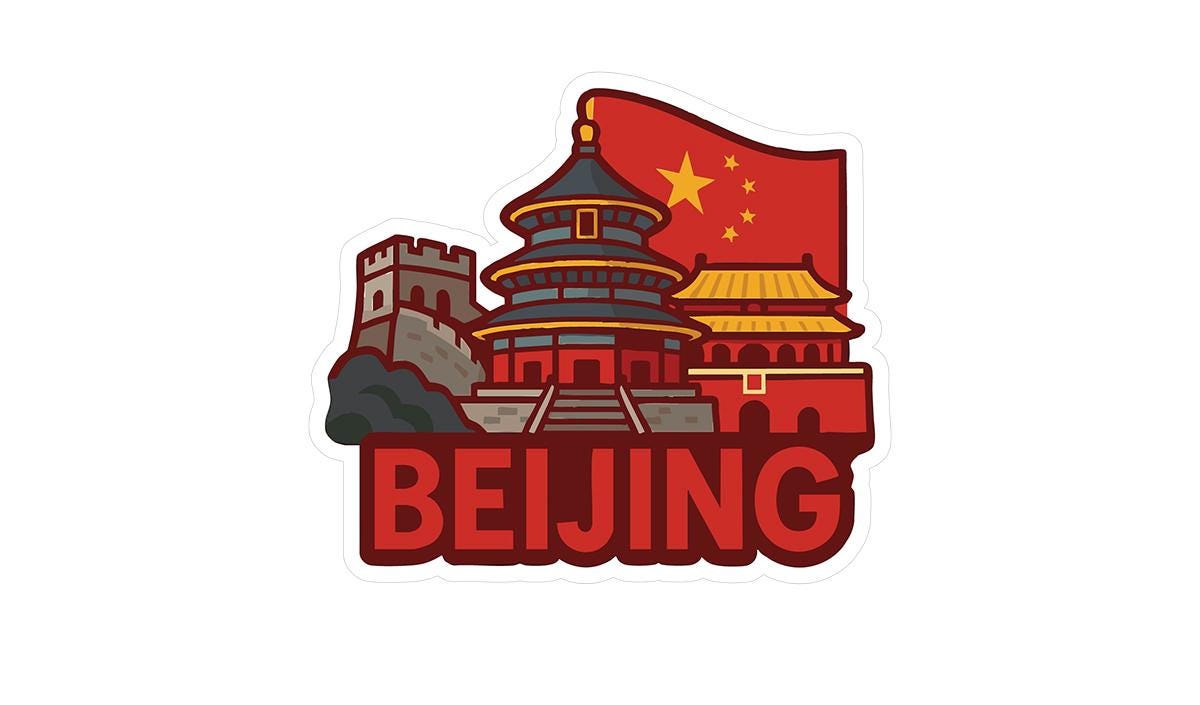 a sticker with a picture of a castle and a flag