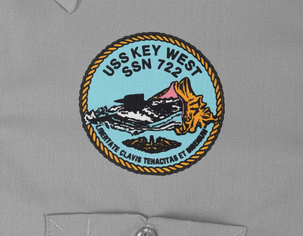 USS Key West SSN-722 Badge Iron On Heat Transfer Vinyl HTV Los Angeles Class Attack Submarine