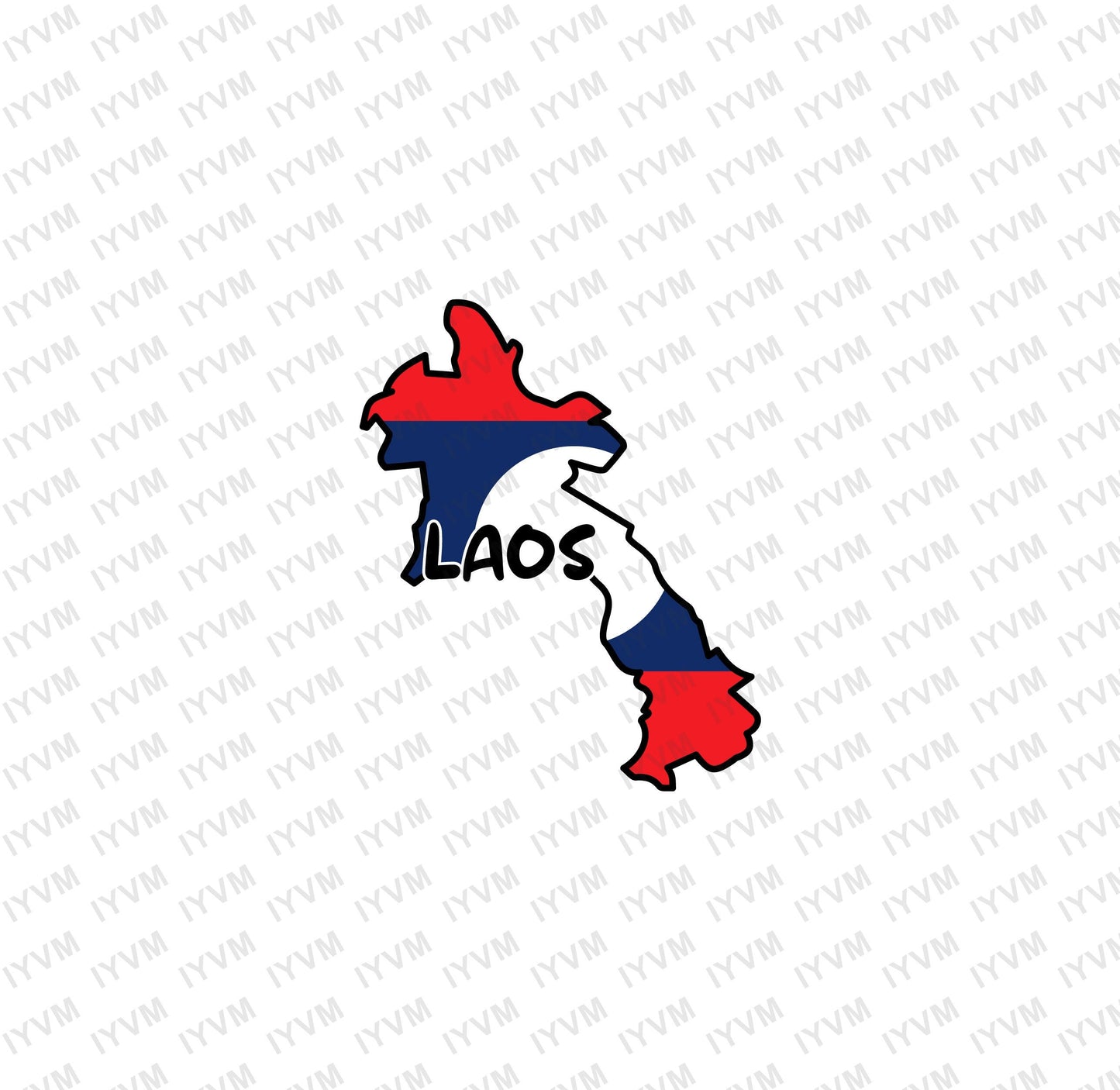 Laos Map Iron On Heat Transfer Vinyl HTV / Lao People's Democratic Republic /  Vientiane / Lao Laotian /