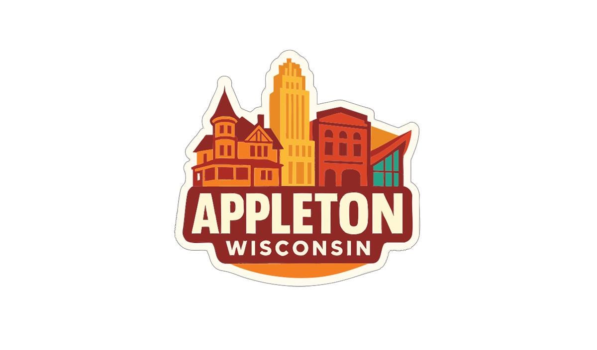 a stylized logo for the city of Appleton, Wisconsin.
