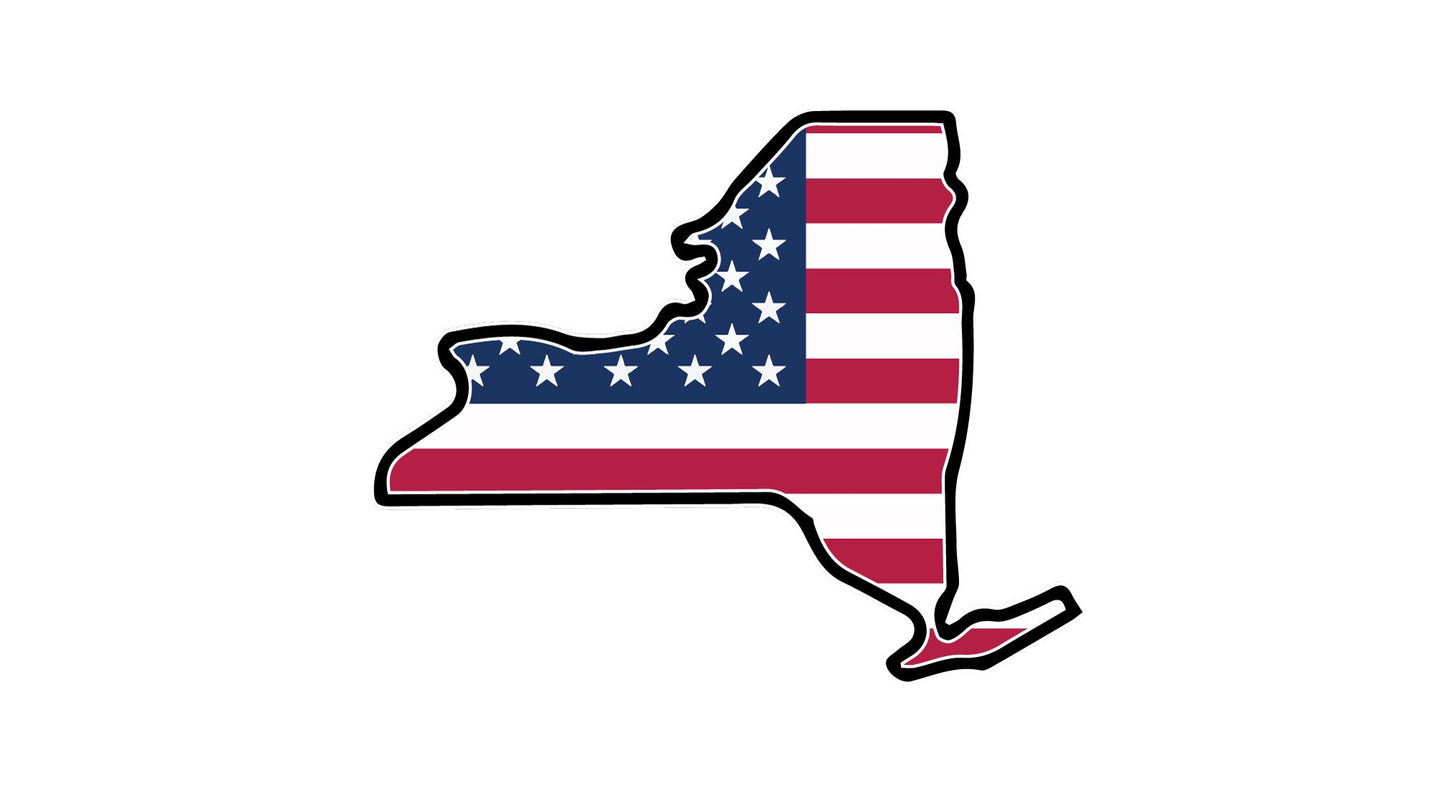 a map of the state of new york with the american flag