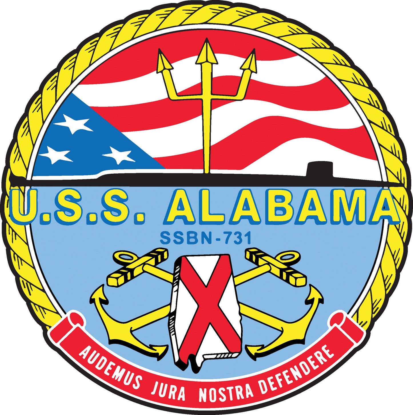 USS Alabama SSBN-731 Badge Iron On Heat Transfer Vinyl HTV Ohio Class Ballistic Missile Submarine