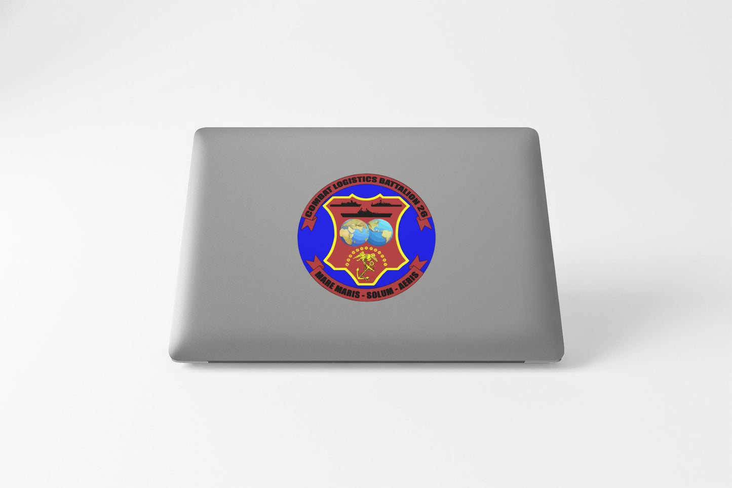 a laptop with a picture of a fire department emblem on it