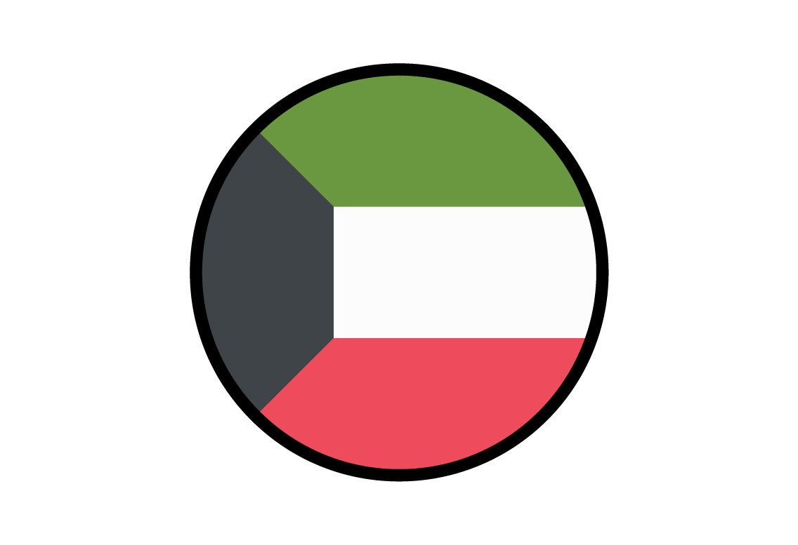 Kuwait Flag Circle Sticker Decal