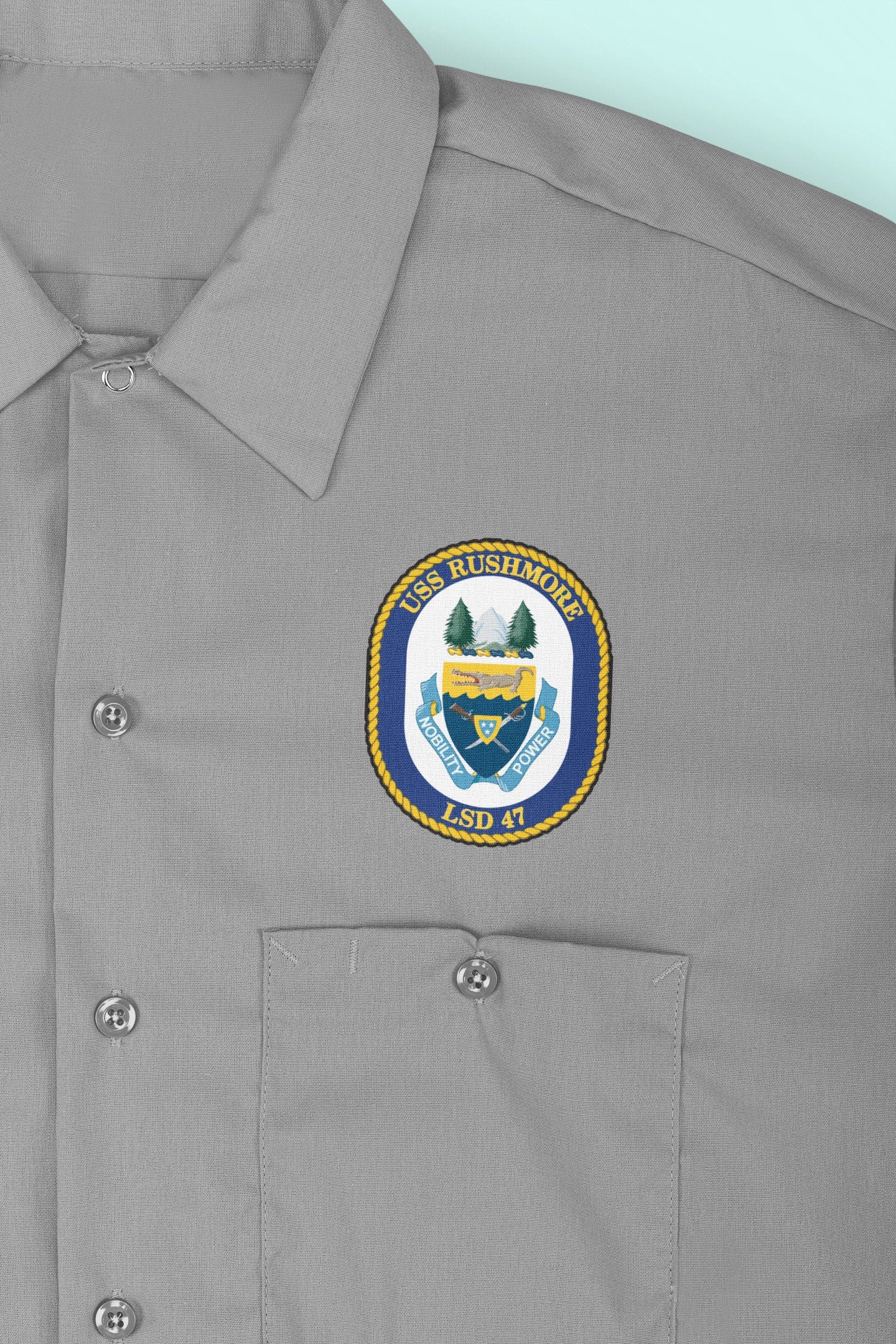 USS Rushmore LSD-47 Badge Iron On Heat Transfer Vinyl HTV Whidbey Island Class Dock Landing Ship
