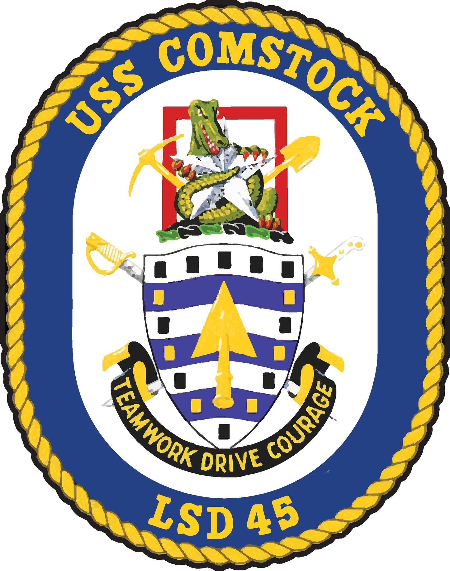 USS Comstock LSD-45 Badge Iron On Heat Transfer Vinyl HTV Whidbey Island Class Dock Landing Ship