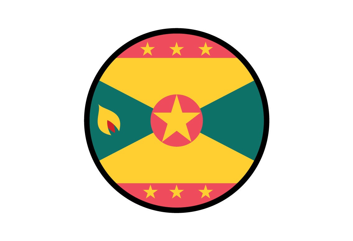 Grenada Flag Circle Sticker Decal