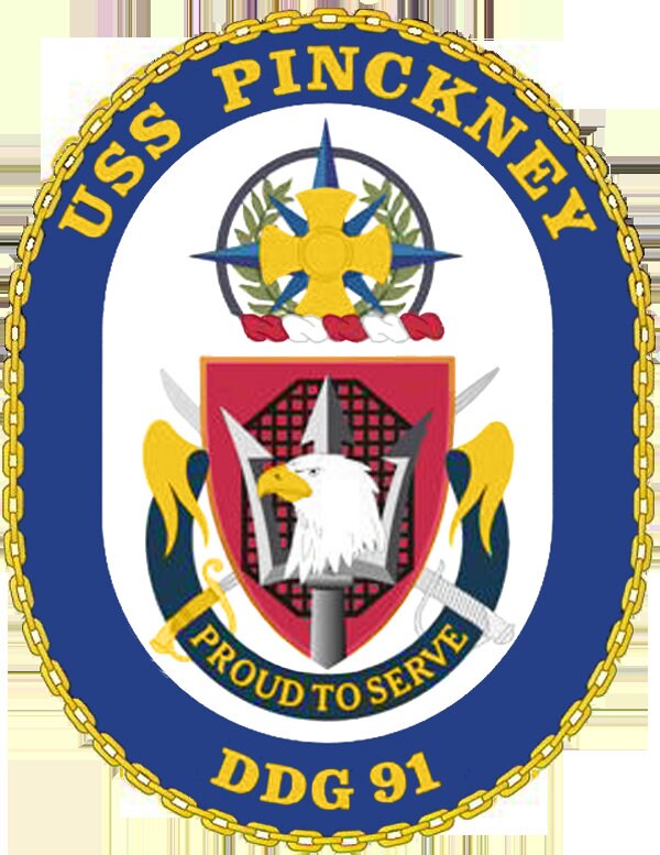 USS Pinckney DDG-91 Badge Iron On Heat Transfer Vinyl HTV Arleigh Burke Class Destroyer
