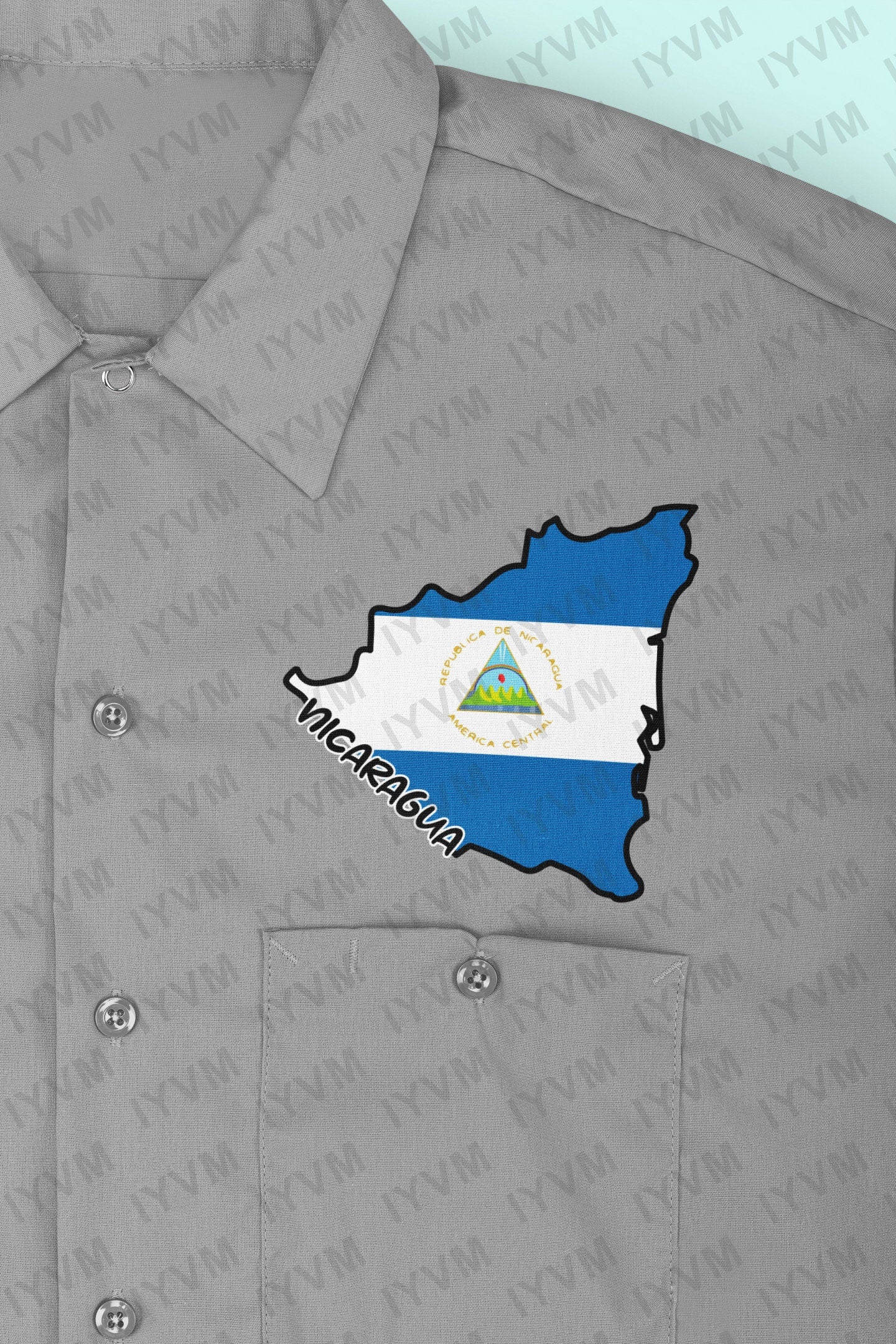 Nicaragua Map Iron On Heat Transfer Vinyl HTV / Republic of Nicaragua / República de Nicaragua / En Dios confiamos / Managua /