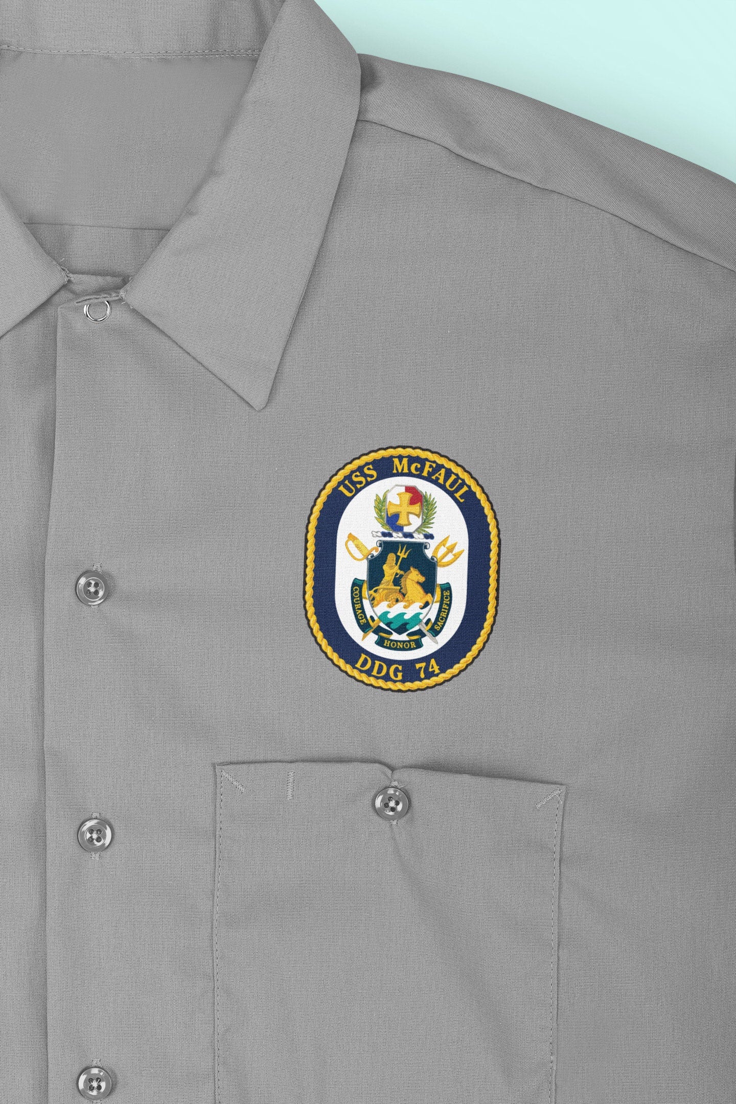USS McFaul DDG-74 Badge Iron On Heat Transfer Vinyl HTV Arleigh Burke Class Destroyer