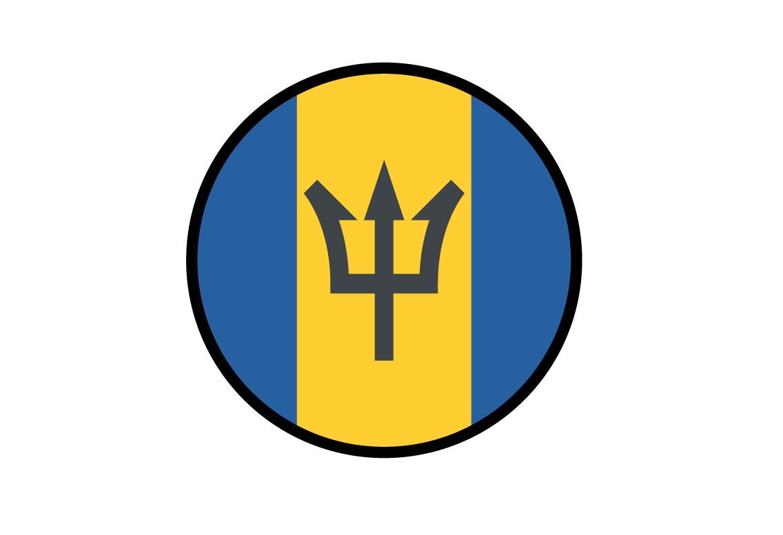 Barbados Flag Circle Sticker Decal
