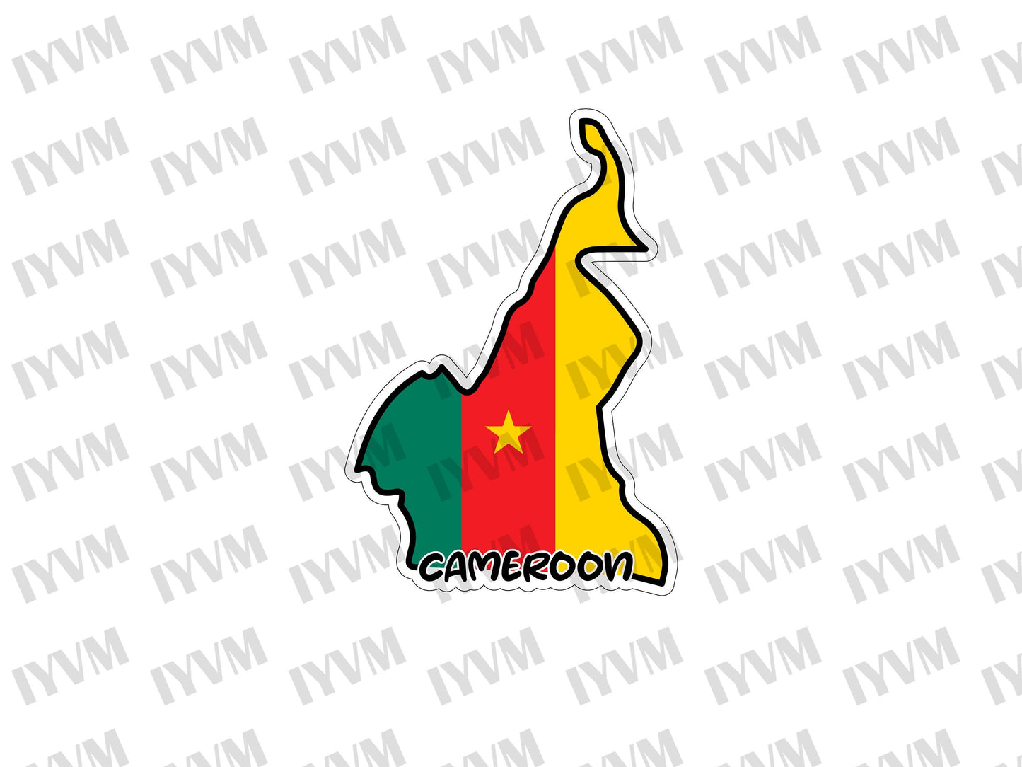 Cameroon Map Flag Sticker Decal / Republic of Cameroon / Yaoundé / Paix – Travail – Patrie / Cameroonian