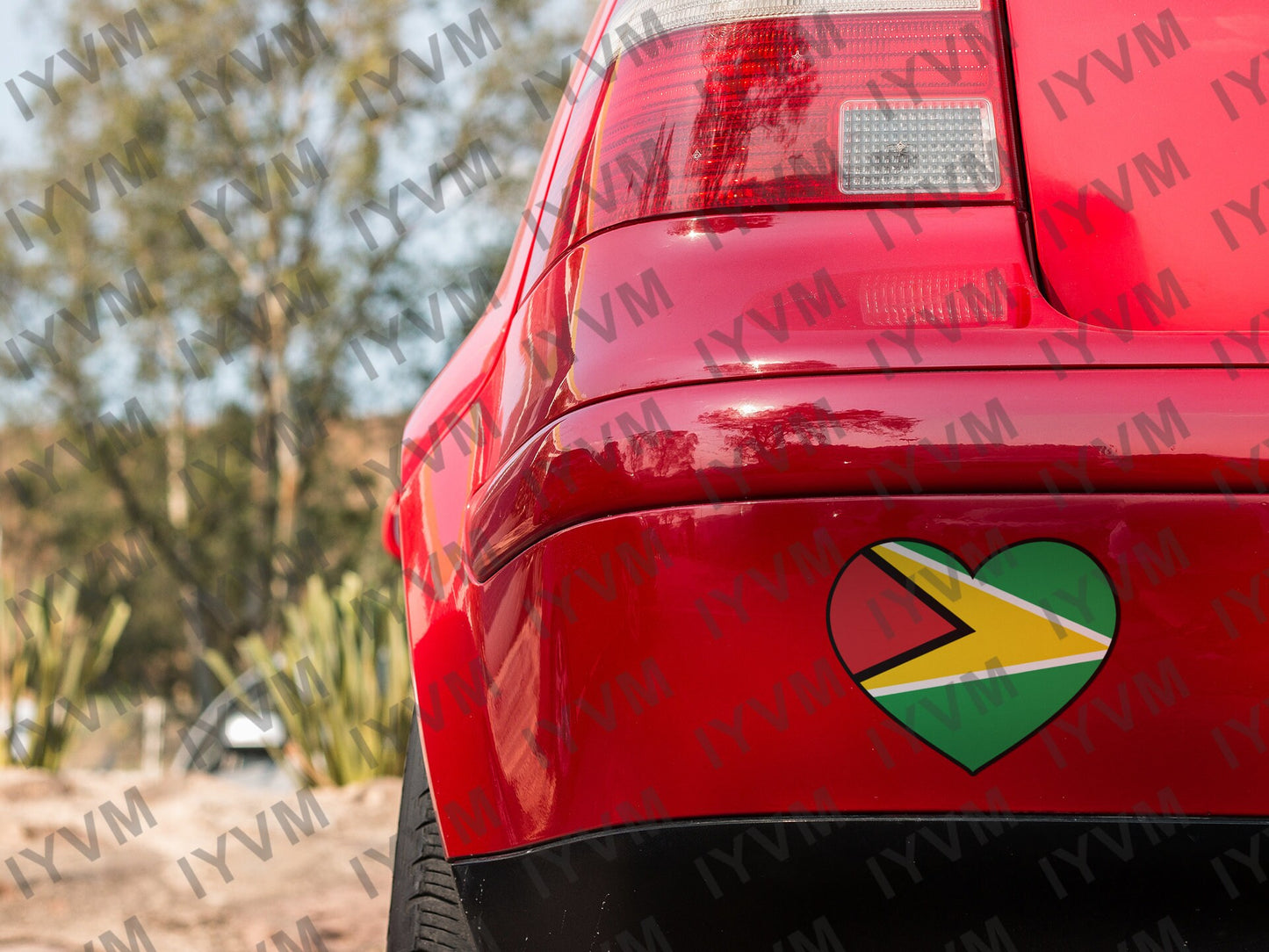 Guyana Flag Heart Sticker Decal / Co‑operative Republic of Guyana / One People, One Nation, One Destiny / Georgetown / Guyanese