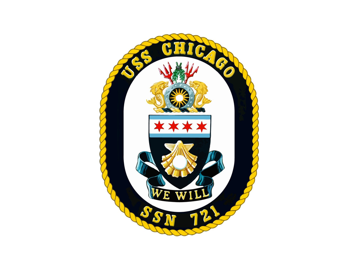 USS Chicago SSN-721 Badge Sticker Decal Los Angeles Class Attack submarine Car Sticker Bumper Sticker for Car Emblem