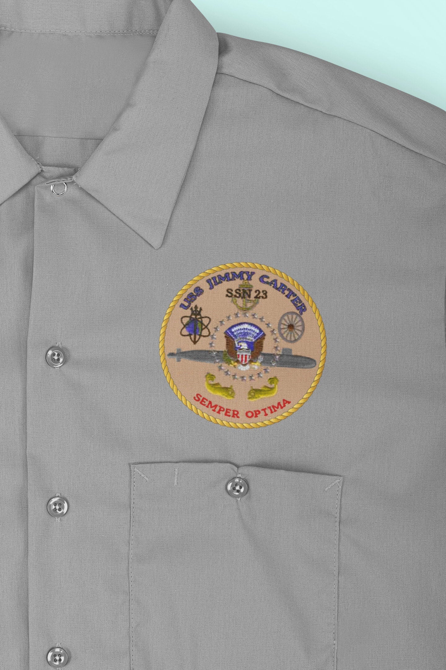 USS Jimmy Carter SSN-23 Badge Iron On Heat Transfer Vinyl HTV Seawolf Class Attack submarine