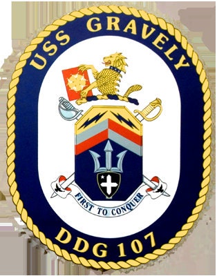 USS Gravely DDG-107 Badge Iron On Heat Transfer Vinyl HTV Arleigh Burke Class Destroyer