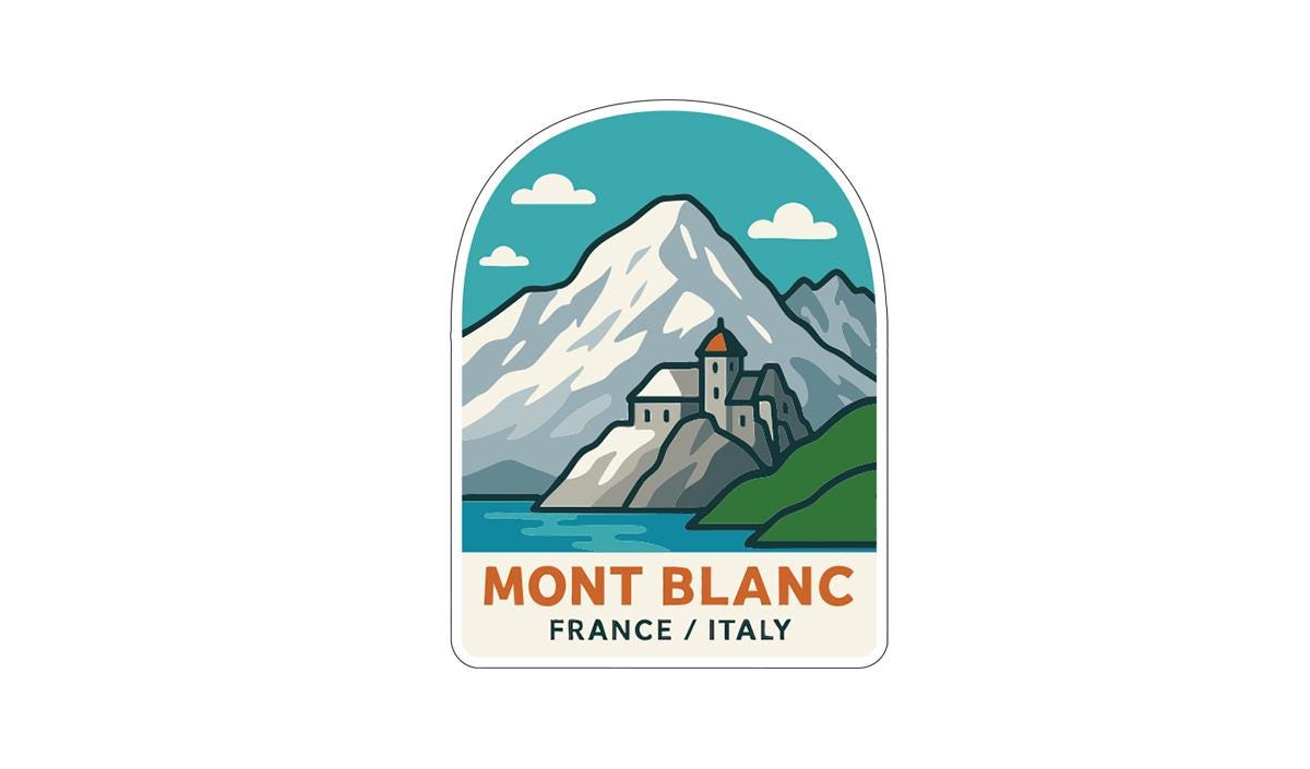 Mont Blanc France/Italy Iron On Heat Transfer Vinyl HTV Die-Cut Symbolic