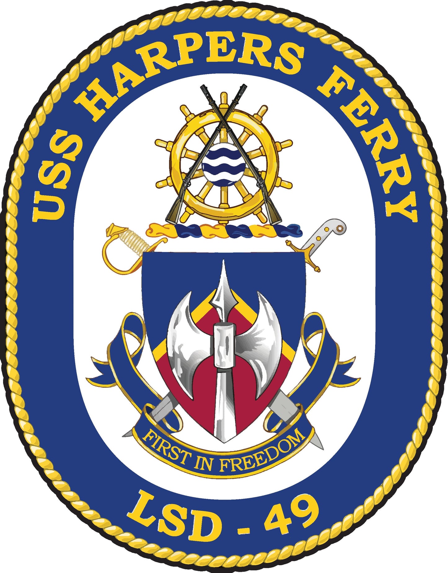 USS Harpers Ferry LSD-49 Badge Iron On Heat Transfer Vinyl HTV Whidbey Island Class Dock Landing Ship