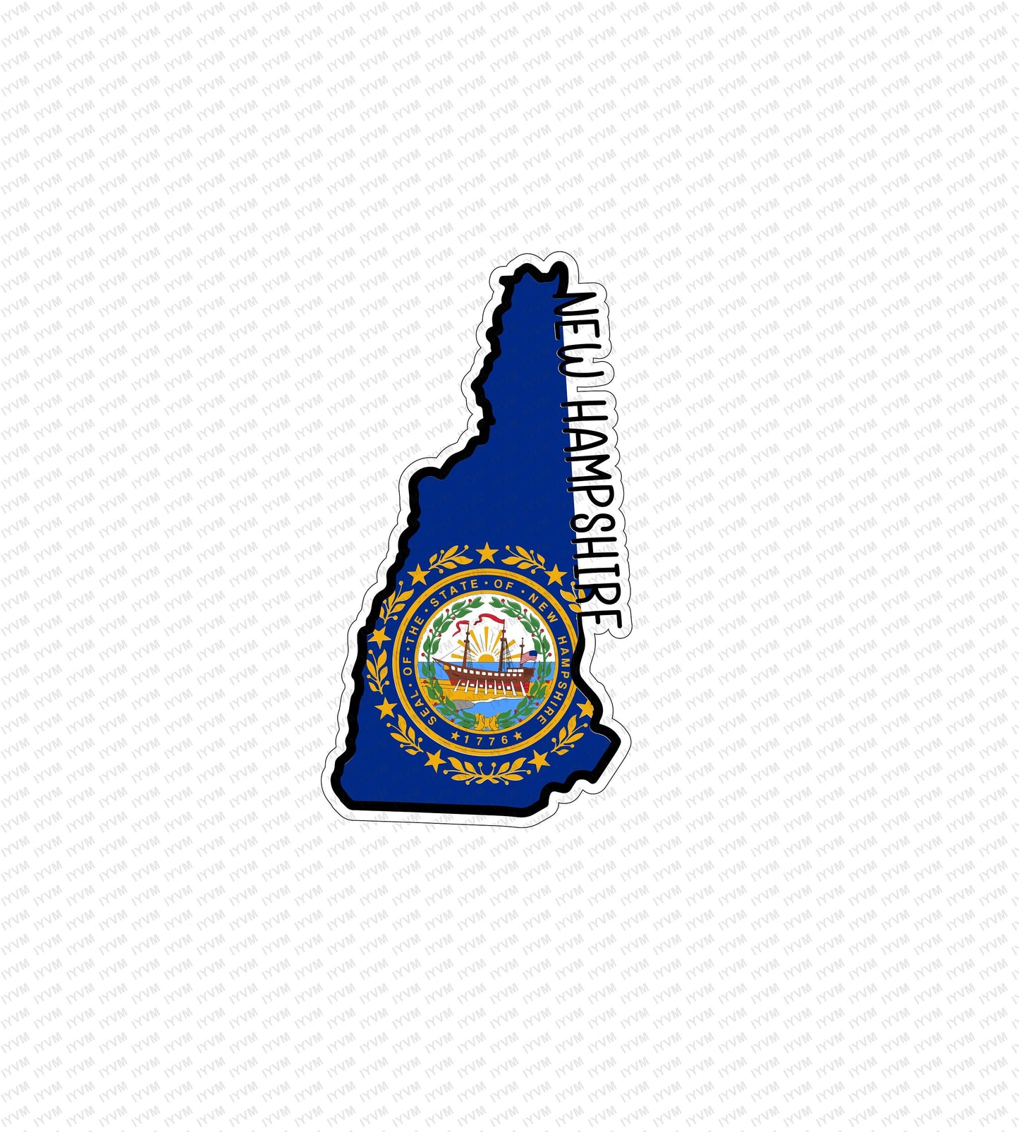 State of New Hampshire Map Flag Sticker Decal  USA New Hampshire State  Concord  The Granite State  The Live Free or Die State