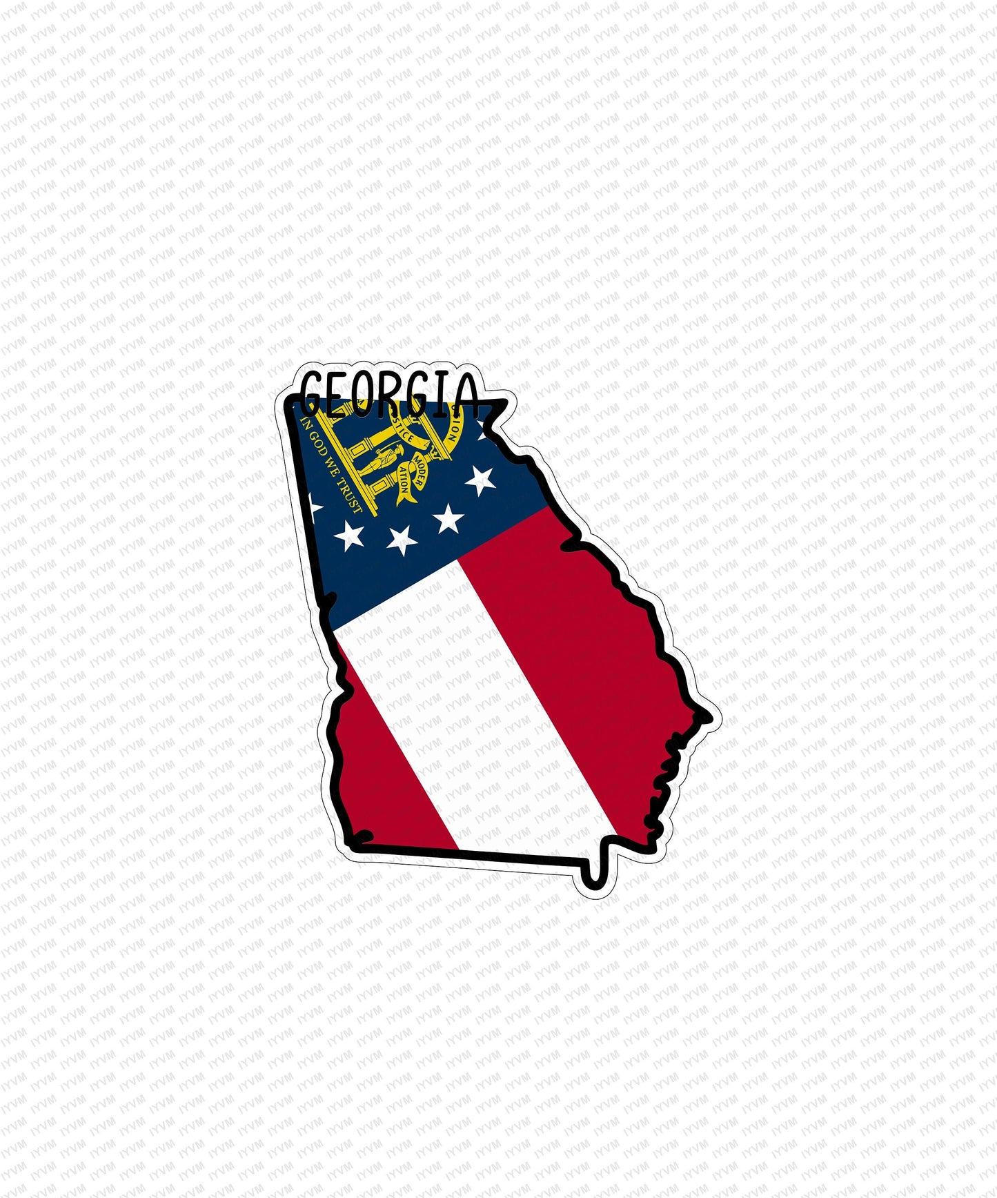 State of Georgia Map Flag Sticker Decal  USA Georgia State  Atlanta  The Peach State  Cracker State / Empire State of the South