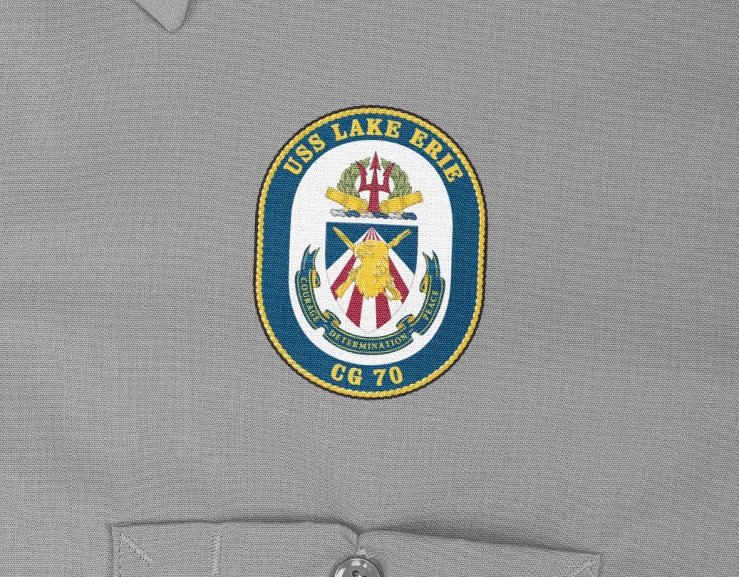 USS Lake Erie CG-70 Badge Iron On Heat Transfer Vinyl HTV Ticonderoga Class Cruiser