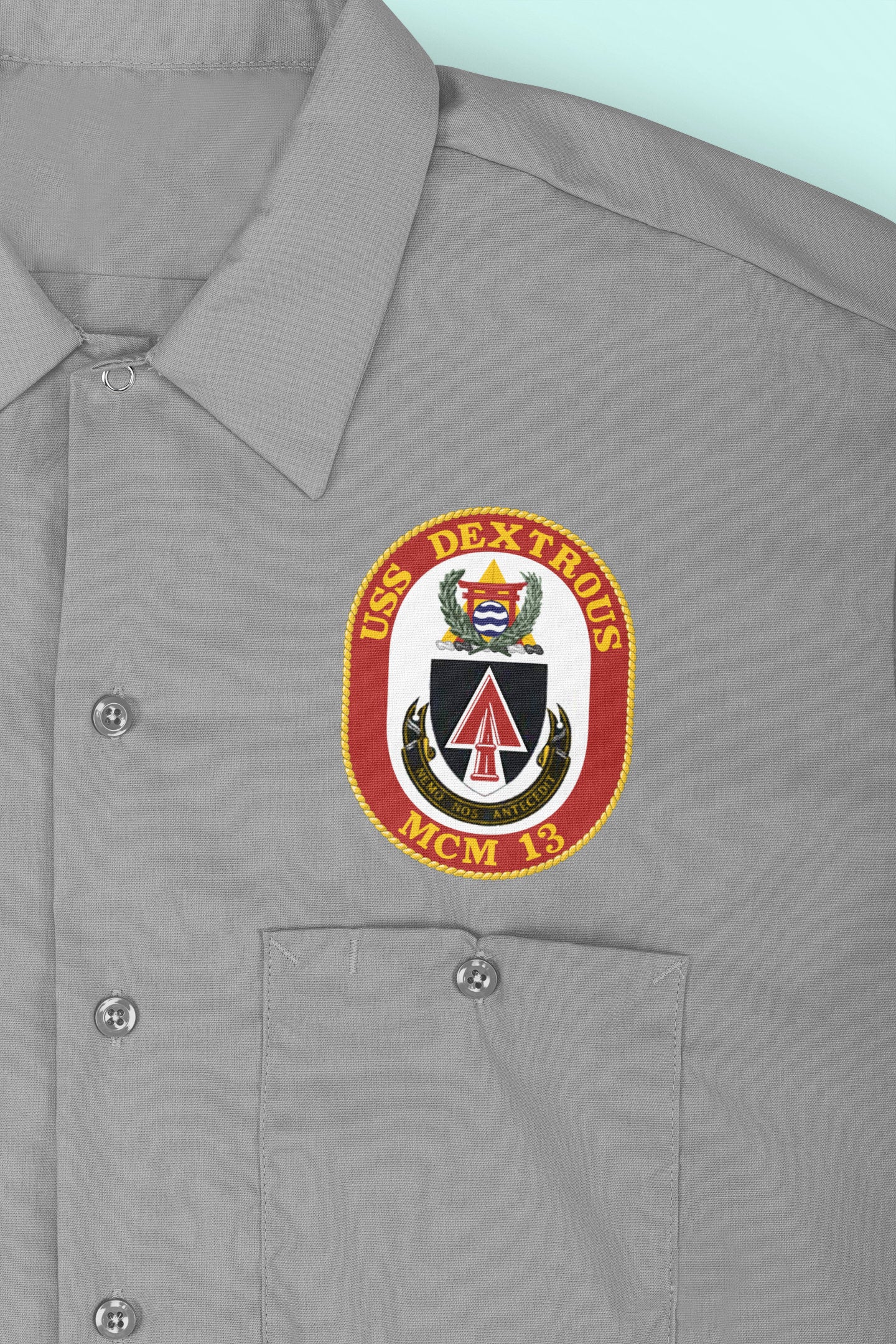 USS Dextrous MCM-13 Badge Iron On Heat Transfer Vinyl HTV Avenger Class Mine countermeasures ship